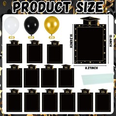 2026 Graduation Yard Signs Decorations w Stakes 13 Pcs Black Gold Balloons Set