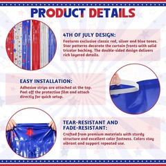 Customizable 2-Pack Foil Curtain Streamer Backdrops for Patriotic Celebrations