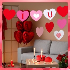 36 PCS 12 Inch Red White Valentines Day Large Heart Paper Cutouts Craft