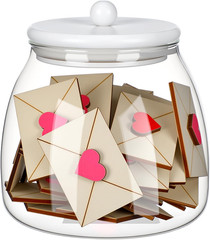Valentines Day Decor Valentine Mini Wooden Envelope in Jar Farmhouse Rustic Wood
