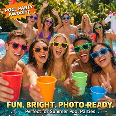 12 Pack 6 Colors Pixel Sunglasses, Video Game Cool Style Glasses Party Favors…