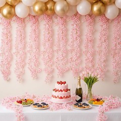 10 Pcs 59FT Artificial Cherry Blossom Garland, Pink Sakura Flower Vines Hangi…