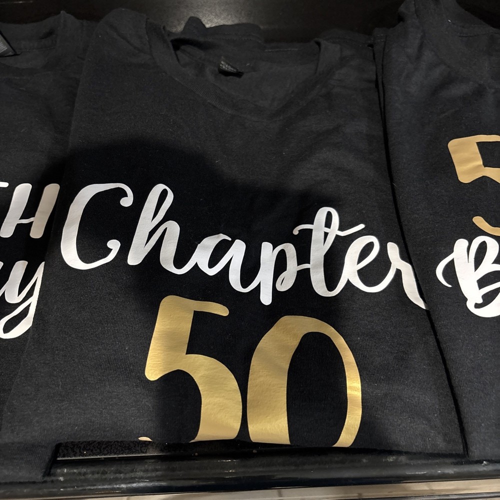 50th Birthday Party Shirts. Chapter 50 XXL, Birthday Crew M & L
