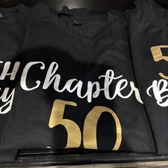 50th Birthday Party Shirts. Chapter 50 XXL, Birthday Crew M & L