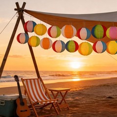 Summer-Themed Paper Lanterns – 15PCS Beach Ball Decor for Indoor & Outdoor Fun