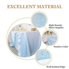ShiDianYi Aqua Sequin Tablecloth 60×102 Inch Iridescent Rectangle Glitter