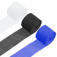 3 Roll Crepe Paper Streamers Decor Blue Black White