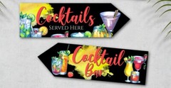 4 Cocktail Bar Party Decoration Signs Arrows