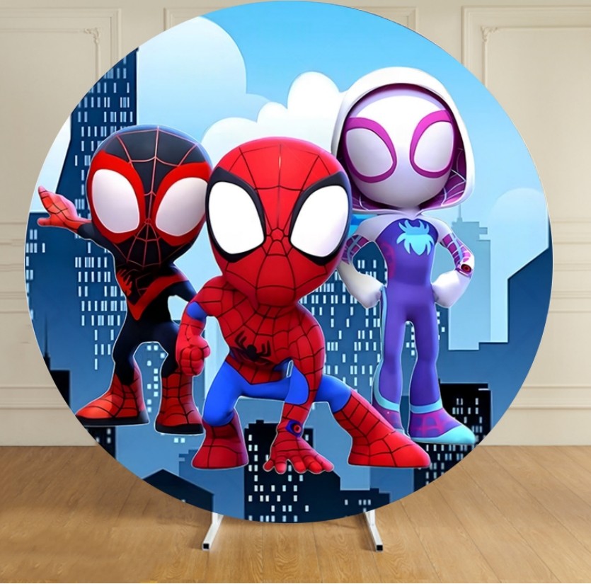 Round Spidey and Amazing Friends Backdrop Cover Birthday Party Photography Props