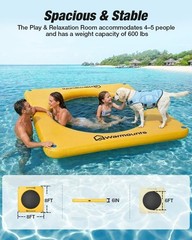 Inflatable Floating Dock, Non-Slip Water Hammock with Mesh Center, 600lbs Cap…