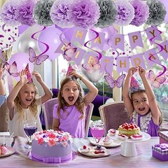 72Pcs Purple Birthday Party Decorations for Girls Women, Lavender Purple and