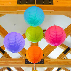 10 In. round Multi Color Paper Lanterns (5-Count)