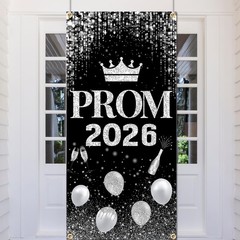 Prom Send Off Decorations 2026 Door Cover, 6×2.9 Black and Silver Prom Door B…