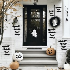 100pc 3D Halloween Bat Wall Decor Glow in Dark Fangs Indoor Outdoor Party