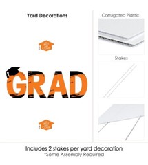 Big Dot of Happiness Orange Graduation Party Yard Signs Outdoor