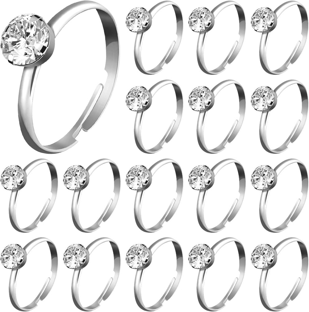 Silver Diamond Engagement Rings 36 Packs Bridal Shower Ring for Wedding
