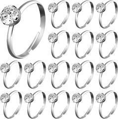 Silver Diamond Engagement Rings 36 Packs Bridal Shower Ring for Wedding