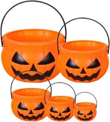 5 Pcs Halloween Portable Pumpkin Buckets, Trick or Treat Candy Jar Party Vintage