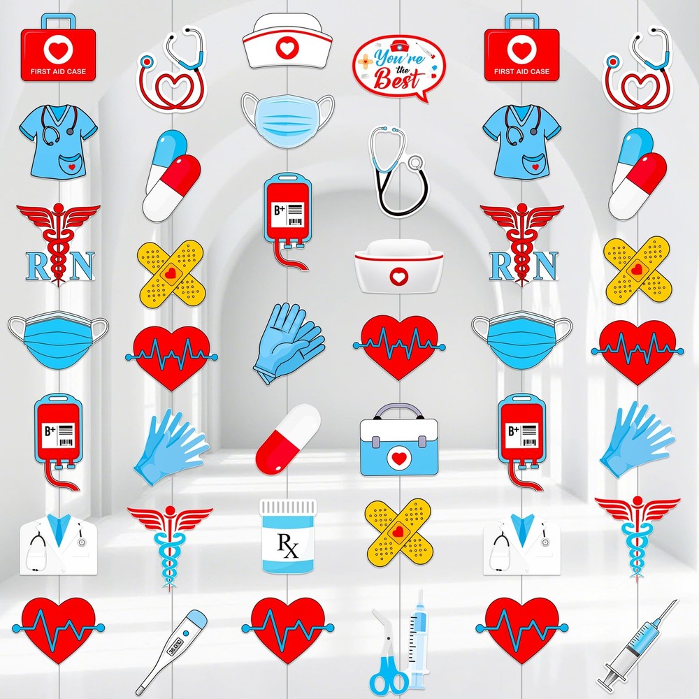 Nurse Graduation Party Hanging Garlands 8Pcs School Multi Color