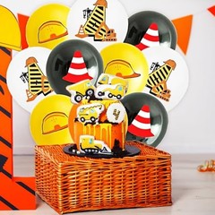 Yellow Black White Construction Themerd Birthday Party Decorations – 3 Orange