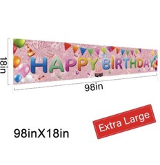 Large 98″ x 18″ Birthday Party Decorations Banner Yard Sign