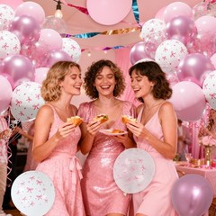 Pink Bow Balloons Set, 50 pcs 12 inch Metallic Pastel Pink White Transparent …