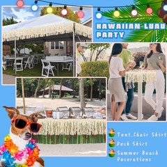 2 Pcs Luau Party Decoration Hawaiian Grass Skirt for Table Tiki Decor Raffia …