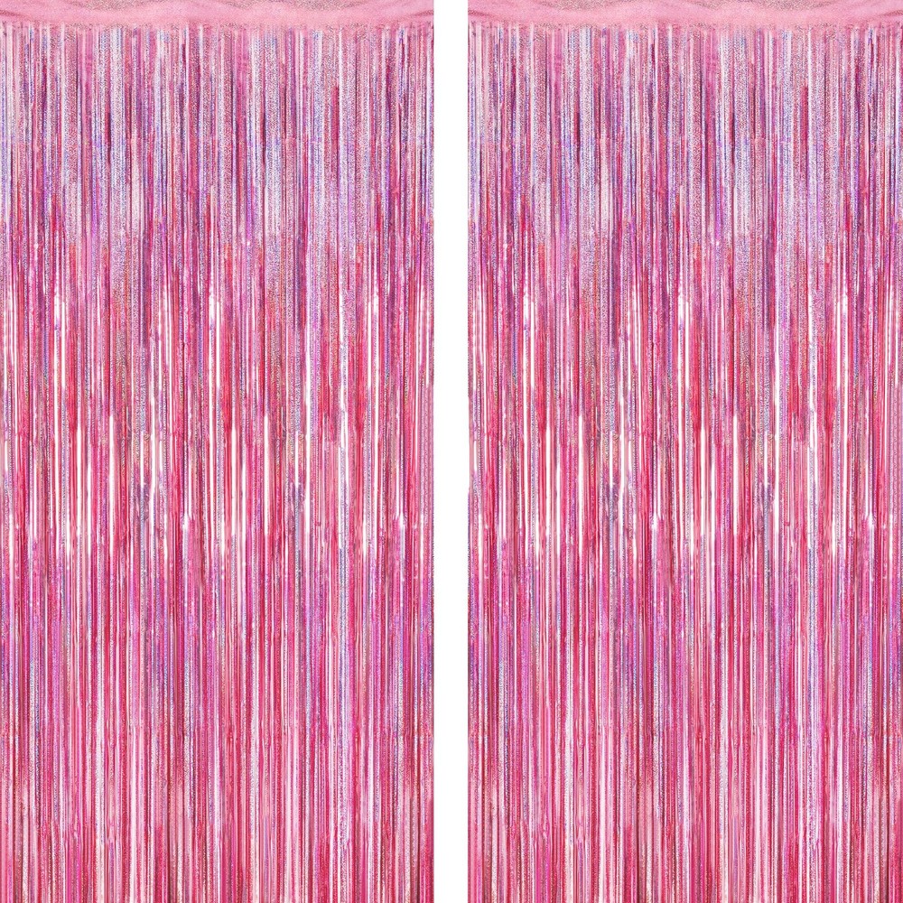 2 Pack Glitter Pink Backdrop, 3.28 FT x 7.05 Birthday 2 PCS, pink