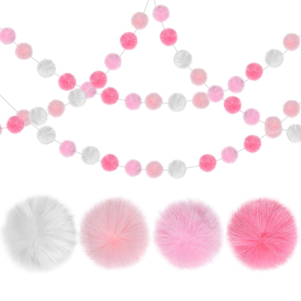 SmoothNovelty 2 Pack Large Pom Poms Garland Hanging Winter Decorations Colorf…