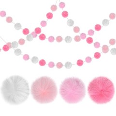 SmoothNovelty 2 Pack Large Pom Poms Garland Hanging Winter Decorations Colorf…