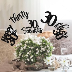 15-Pack Black 30th Birthday Centerpiece Sticks Cheers to 30 Years Table Toppers