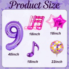 9Pcs Kpop Decorations – Kpop Music Balloons Purple Music Note Balloons for K …