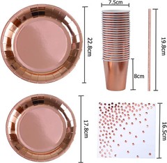 Bridal Shower Rose Gold Party Kit banner curtain balloon plate cup napkin straws