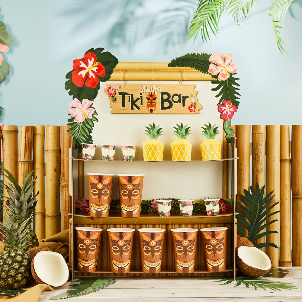 Hawaiian Tiki Bar Drinks Stand Prop Party Decoration for Food Drinks Cocktails