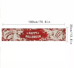 Halloween Table Runner Red & White Red Linen – 14 x 71 Inches – Non-Slip – UK