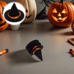 16Pcs Mini Black Felt Witch Hats Durable Halloween Bottle Topper Party Decor