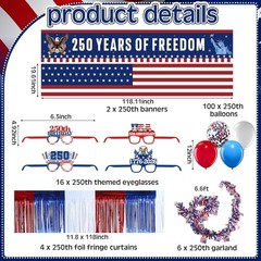 250Th Anniversary Patriotic Parade Float Decoration Kit, 250 Years Independence