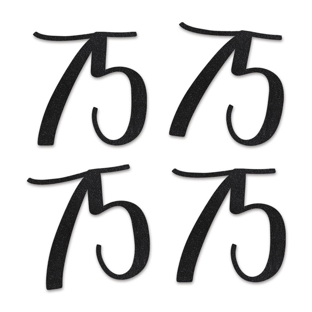 Black Glitter Number 75 CutOuts 75th Birthday Party Anniversary DIY Decor