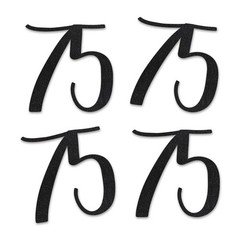Black Glitter Number 75 CutOuts 75th Birthday Party Anniversary DIY Decor