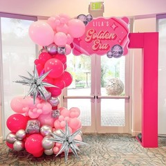 Pink Disco Party Decorations, Disco Hot Pink and Silver Balloons Arch Kit, Pi…