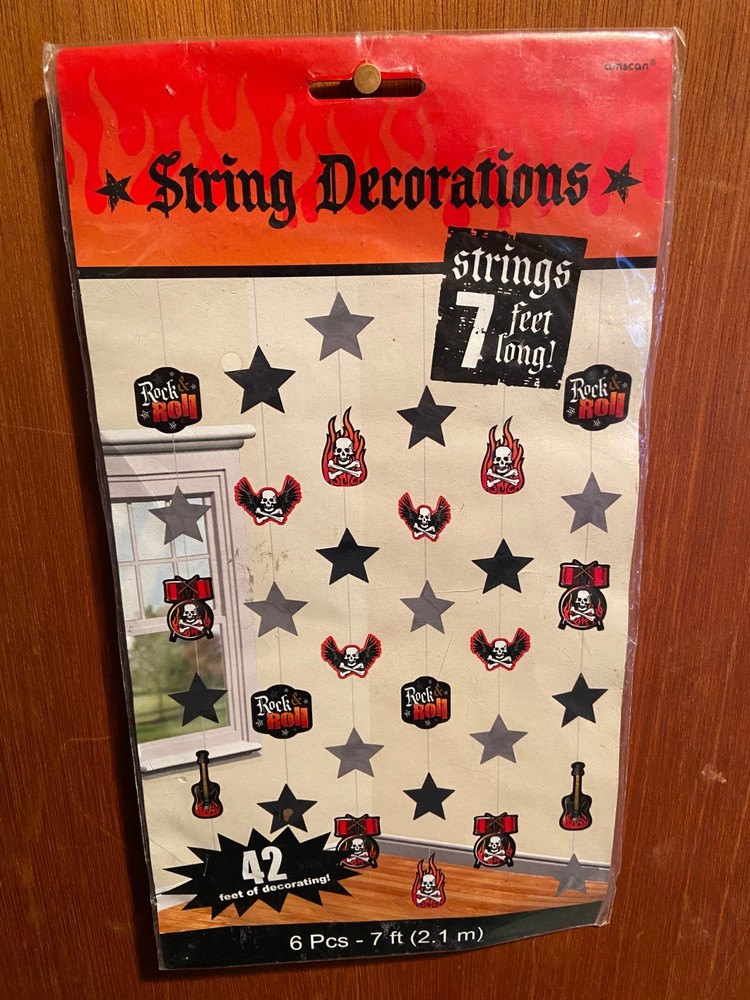 Rock & Roll 6 String Hanging Decoration 7 Feet Long *NEW/Unopened* xx1