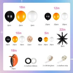 25pcs Black and Orange Foil Square Balloon Backdrop Wall &149pcs Black Orange…