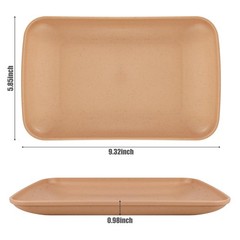 WANGSHIQI Wheat Straw Plates,4 Pack Rectangular Dinner L, multicolour