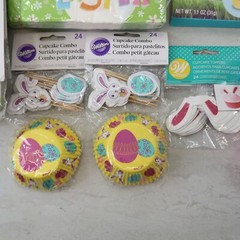 Large Easter Spring Bunny Party Supply Lot Napkins plates table cloths Bags Pan