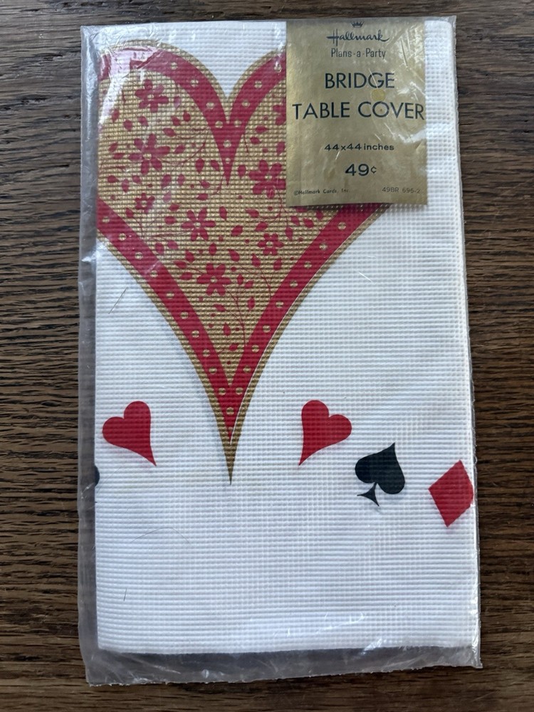 Vtg Hallmark BRIDGE Square Table Cover 44″x44″ NEW