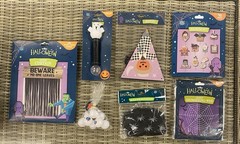 Halloween Home Decoration set kit- bunting spiders web curtain light up wand etc
