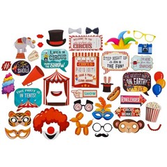 Carnival Photo Booth Props – 41-pc Photobooth Kit with 8 x 10-Inch Sign, 60 A…