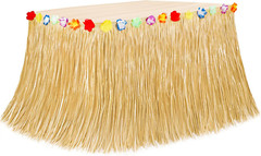 Luau Party Decorations, Natural Hawaiian Grass Table Skirt, Flower 108 X 29.5″ G