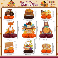 9PCS Premium Fall & Thanksgiving Party Decorations Set-Autumn Honeycomb Centerpc