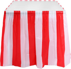 2 Pieces Red and White Striped Table Skirt Carnival Theme Table Skirts for Ci…